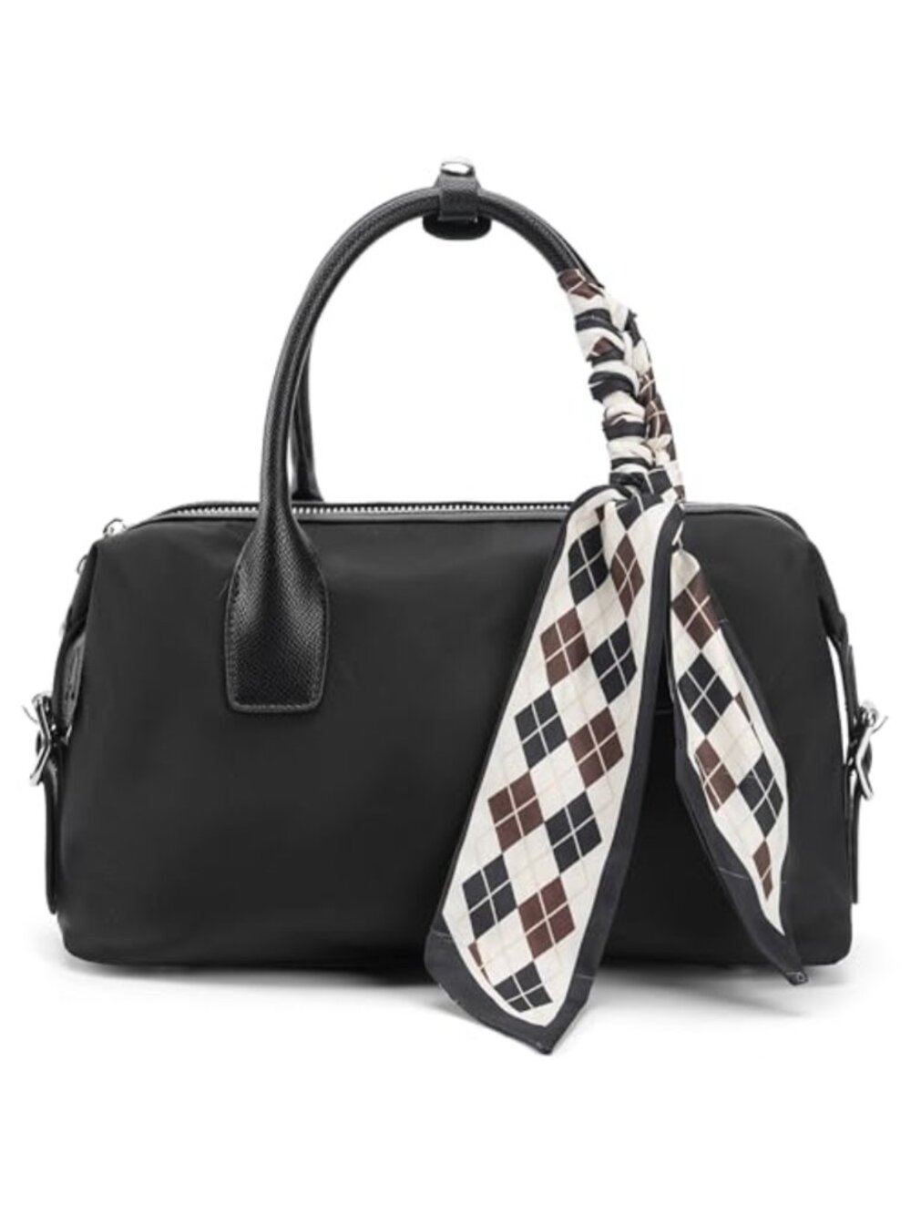 Women's Vegan Leather Bowling Crossbody Bag with Adjustable Strap
